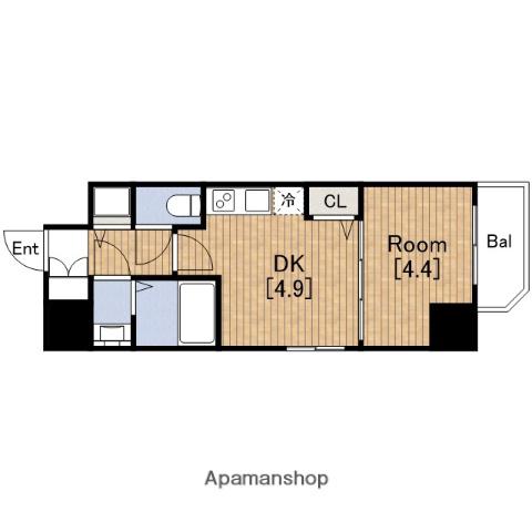 ADW RESIDENCE松屋町プライムアーバン松屋町(1DK/11階)の間取り写真