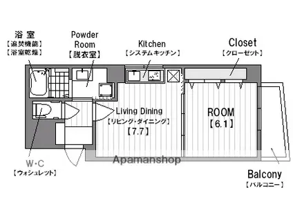 日興桜川ハイツ(1DK/8階)の間取り写真