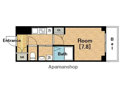 エイペックスみなとセントラルアベニュー(1K/6階)の間取り写真