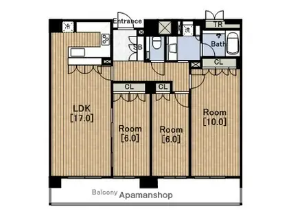 リーガル四ツ橋立売堀Ⅱ(3LDK/14階)の間取り写真
