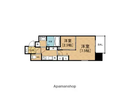 ファーストフィオーレ心斎橋イーストⅡ(2K/8階)の間取り写真