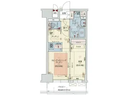 プレサンス難波クチュール(1LDK/12階)の間取り写真