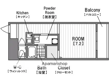 サンクール松屋町(1K/4階)の間取り写真