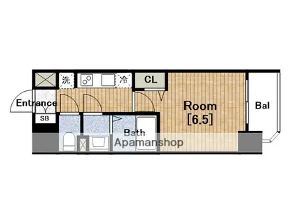 プレサンスOSAKA DOMECITYビーツ(1K/8階)の間取り写真