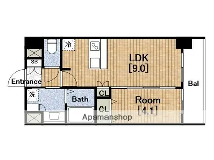 プレサンス大手前ピリオド(1LDK/14階)の間取り写真