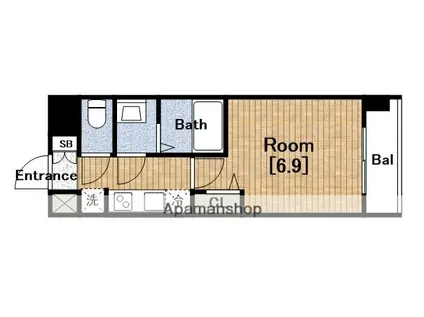 プレミアムコート阿波座ウエスト(1K/11階)の間取り写真