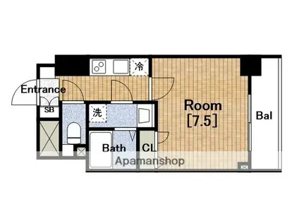 エグゼ難波南Ⅵ(1K/12階)の間取り写真