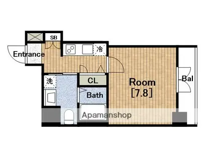 エグゼ難波南Ⅵ(1K/4階)の間取り写真