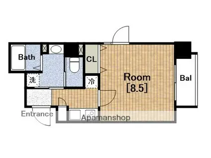 ルクレ西長堀(1K/11階)の間取り写真