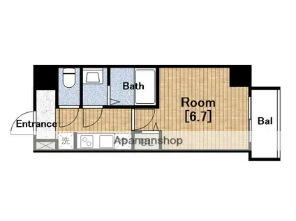 グランパシフィック弁天町(1K/1階)の間取り写真