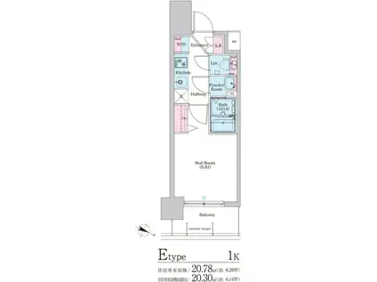 BPRレジデンス天満橋(1K/10階)の間取り写真