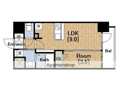 プレサンス立売堀ベルヴィル(1LDK/12階)の間取り写真
