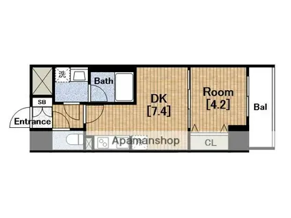 RISING MAISON 本町橋(1DK/3階)の間取り写真