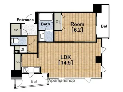 クロスレジデンス大阪新町(1LDK/8階)の間取り写真