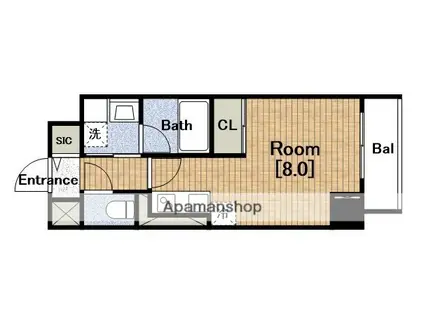 セルン新町(ワンルーム/4階)の間取り写真