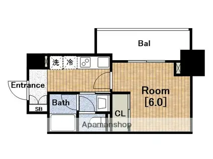 セルン新町(1K/9階)の間取り写真