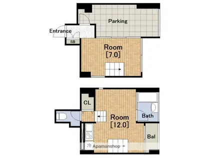 U RESIDENCE 弁天町是空弁天(1LDK/1階)の間取り写真