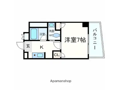 W.O.B HONMACHI-ウエスト(1K/4階)の間取り写真