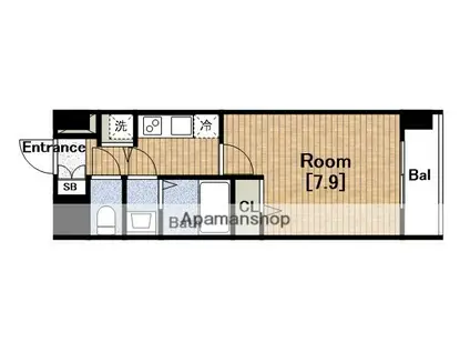 ワールドアイ難波南PORTA(1K/12階)の間取り写真