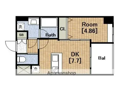 プレジオ難波ASIAN(1DK/13階)の間取り写真