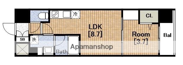 URBANEX難波ウエスト(1LDK/14階)の間取り写真