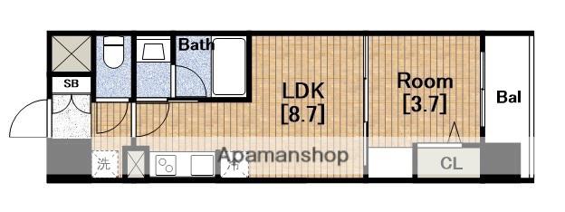 URBANEX難波ウエスト(1LDK/8階)の間取り写真