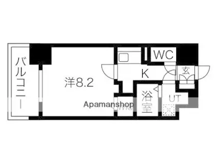 ミラージュパレス難波グランツ(1K/6階)の間取り写真