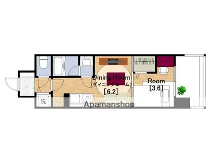 リヴェント難波サウス(1DK/8階)の間取り写真