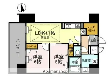 IBC RESIDENCE ウエスト(2LDK/13階)の間取り写真