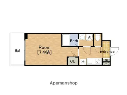 エスリードレジデンス大阪谷町THE・MARKS(1K/2階)の間取り写真
