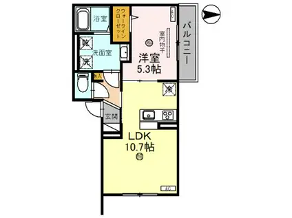 D-ROOM平野III(1LDK/1階)の間取り写真