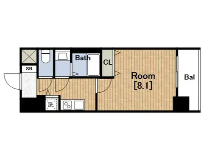 グランフェリーチェ・ナイン(1K/12階)の間取り写真