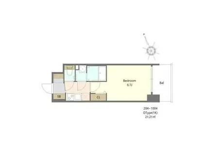 ALIVIS福島海老江(1K/7階)の間取り写真