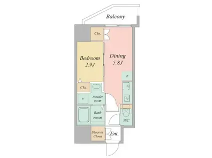 セレニテ日本橋エクラ(1DK/3階)の間取り写真
