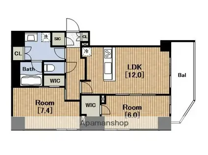 ノワール北堀江(2LDK/3階)の間取り写真