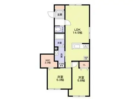 ラヴェルテュ播磨町(2LDK/1階)の間取り写真