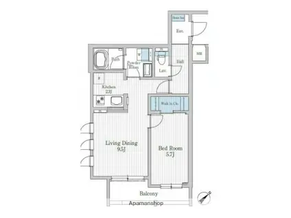 モクシオン大阪ベイ(1LDK/3階)の間取り写真