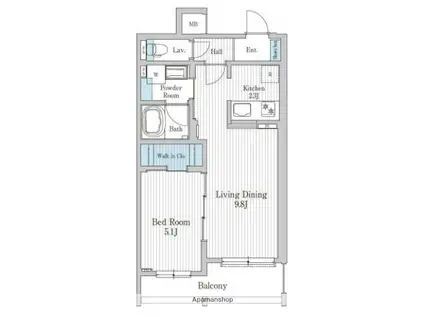 モクシオン大阪ベイ(1LDK/1階)の間取り写真