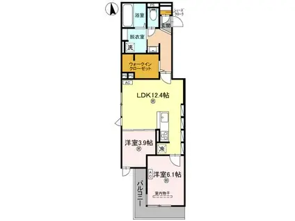 D-ROOM瓜破サウス(2LDK/2階)の間取り写真