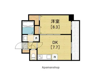 /エグゼ難波南2(1DK/4階)の間取り写真