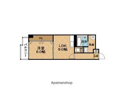 ハイマート南森町(1LDK/6階)の間取り写真