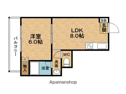 カーサ・ソレアード(1LDK/3階)の間取り写真