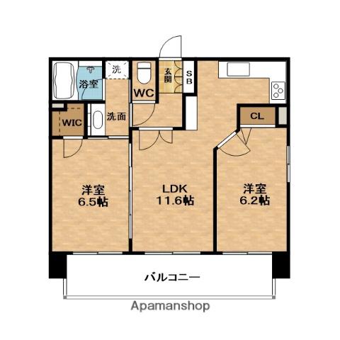 ESTEM PLAZA梅田茶屋町Ⅱエアパークス(2LDK/9階)の間取り写真