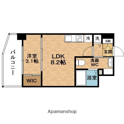 アリスト扇町(1LDK/7階)の間取り写真
