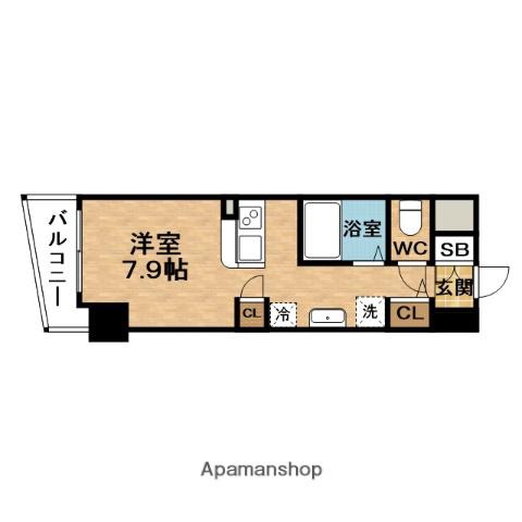RESIDIA天神橋(1K/3階)の間取り写真