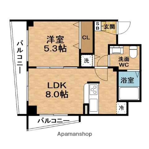 RESIDIA天神橋(1LDK/4階)の間取り写真