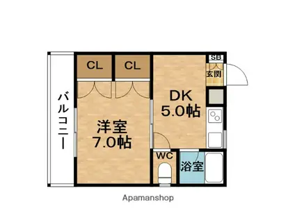 第1タニビル(1DK/4階)の間取り写真