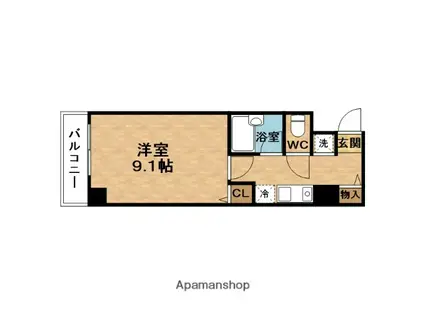 フェスタ天神(1K/9階)の間取り写真