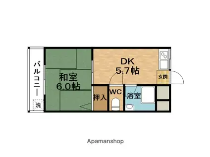ハイツ田中(1DK/3階)の間取り写真