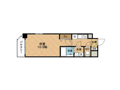 エスリード福島第5(1K/3階)の間取り写真